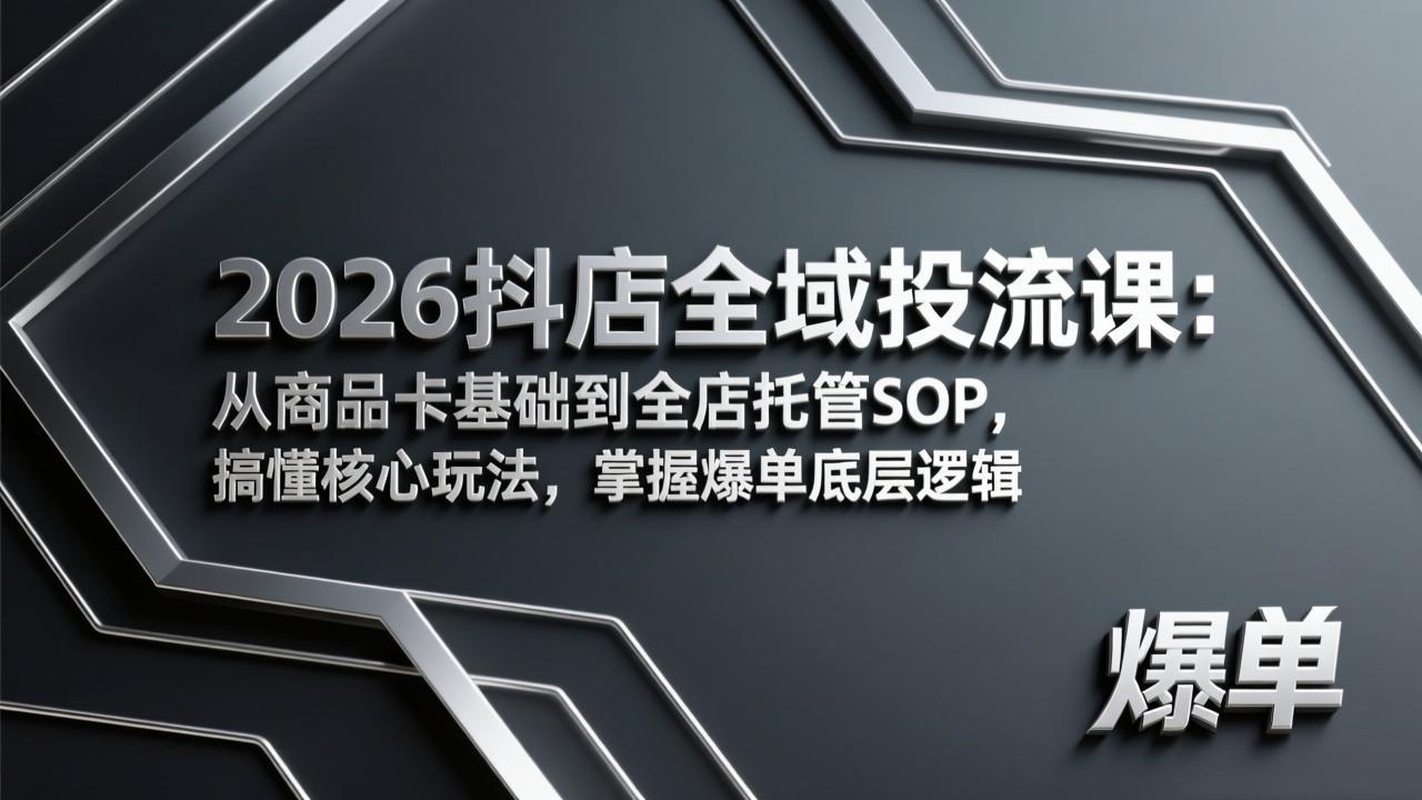 （17569期）2026抖店全域投流课：从商品卡基础到全店托管SOP，搞懂核心玩法，掌握爆单底层逻辑插图