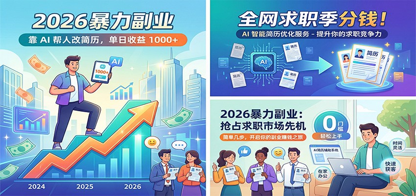2026暴力副业：靠AI帮人改简历，单日收益1000+，全网求职季分钱插图