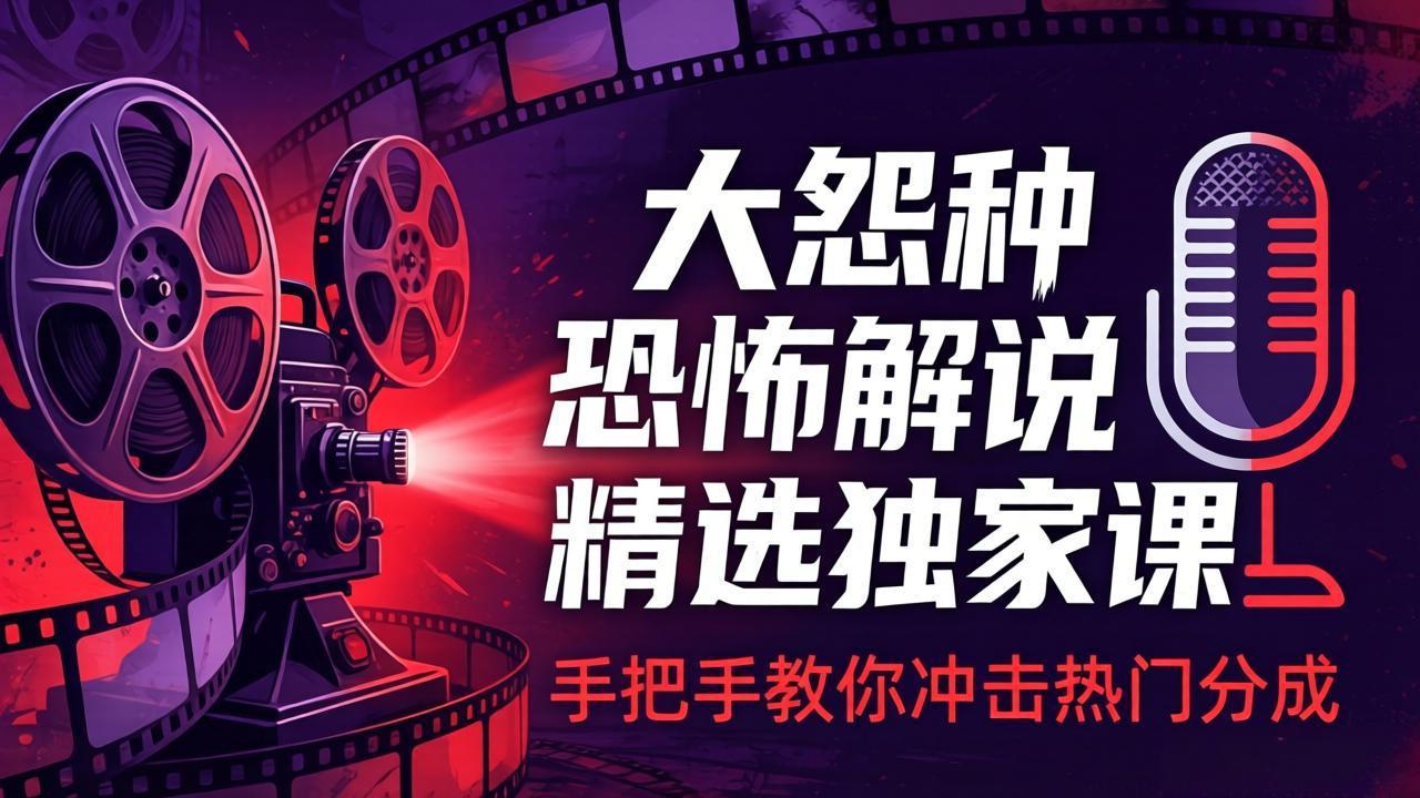（17920期）大怨种恐怖解说精选独家课：电影下载+文案配音+片头封面，手把手教你冲击热门分成插图