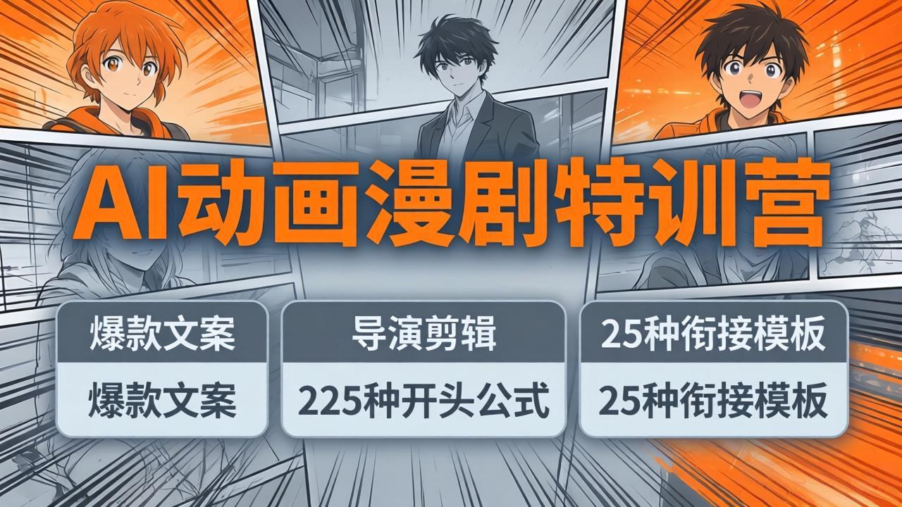 （17917期）AI动画漫剧特训营：爆款文案+导演剪辑：225种开头公式+25种衔接模板，两小时剪电影级大片插图