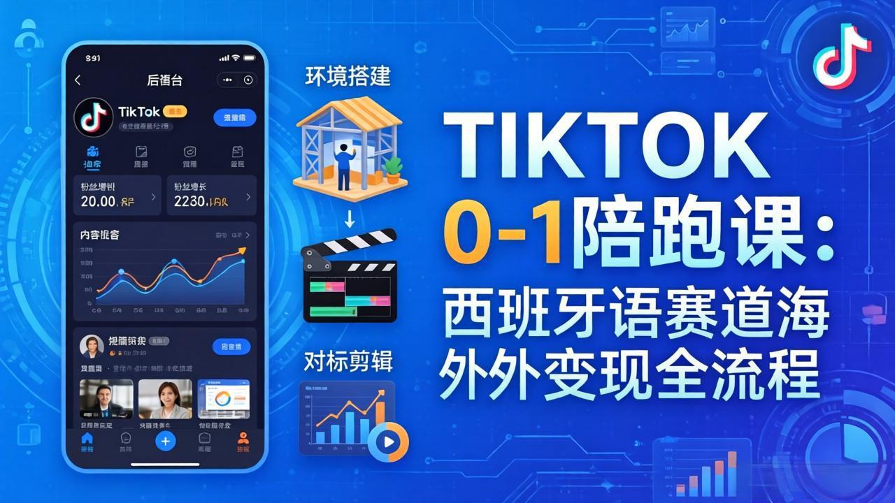 （17908期）TIKTOK 0-1 陪跑课：从环境搭建到刷对标剪辑，西班牙语赛道海外变现全流程插图