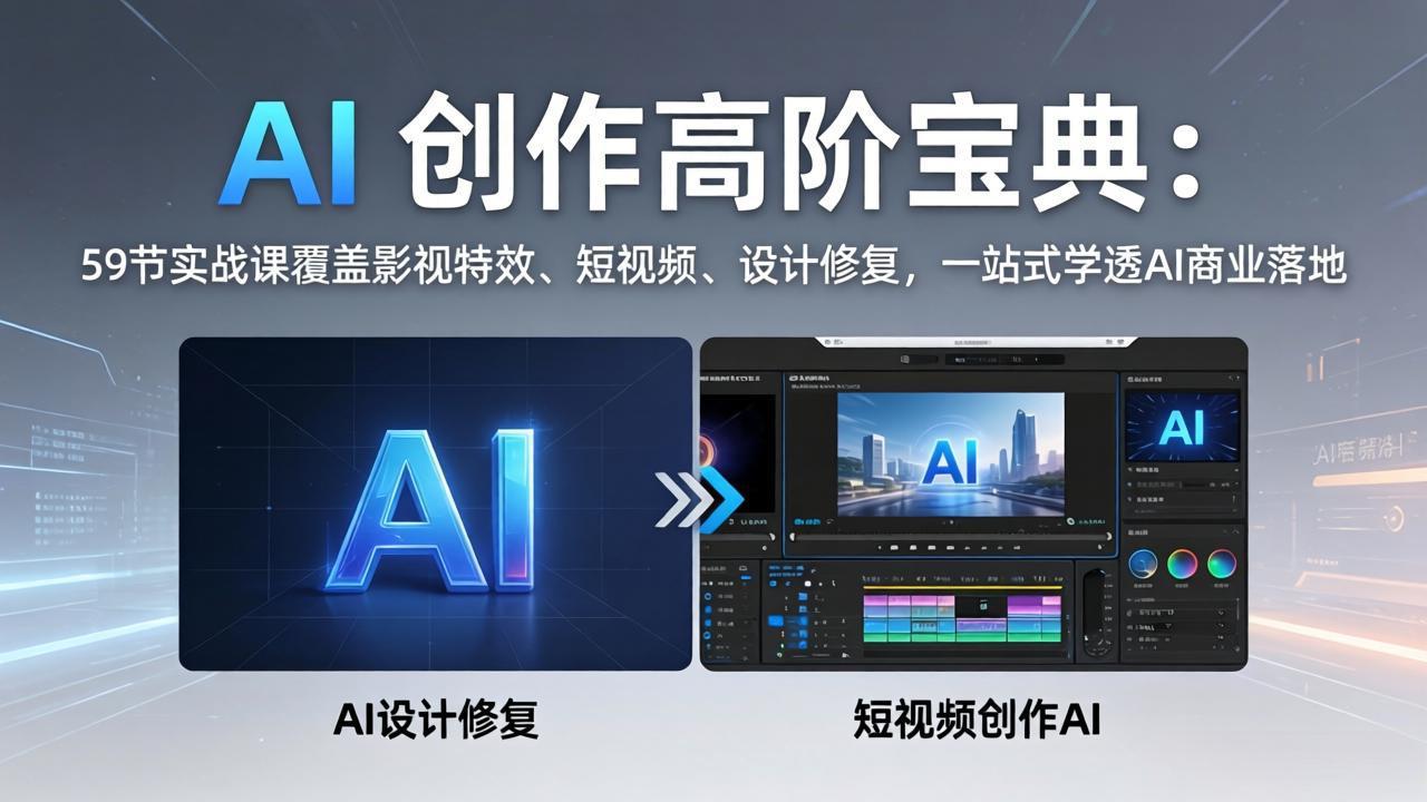 (17887期)AI 创作高阶宝典:59节实战课覆盖影视特效、短视频、设计修复,一站式学透AI商业落地插图 (17887期)AI 创作高阶宝典:59节实战课覆盖影视特效、短视频、设计修复,一站式学透AI商业落地插图