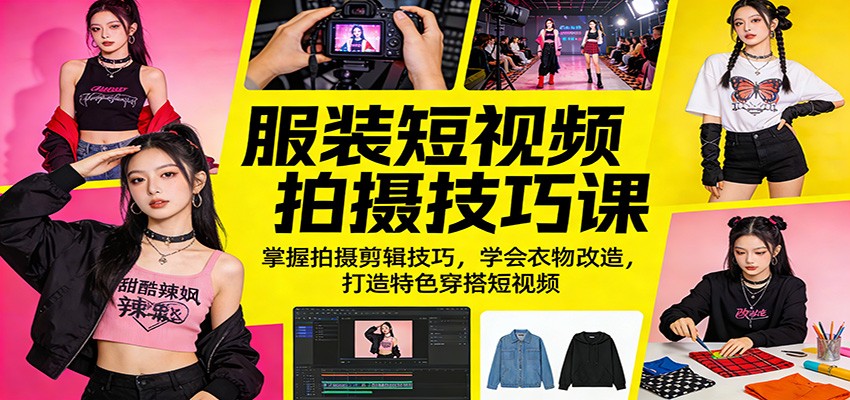 服装短视频拍摄技巧课：掌握拍摄剪辑技巧，学会衣物改造，打造特色穿搭短视频插图