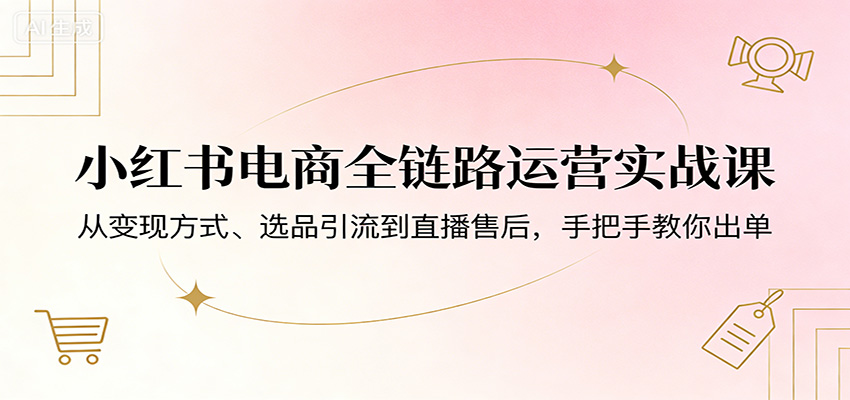 小红书电商全链路运营实战课：从变现方式、选品引流到直播售后，手把手教你出单插图