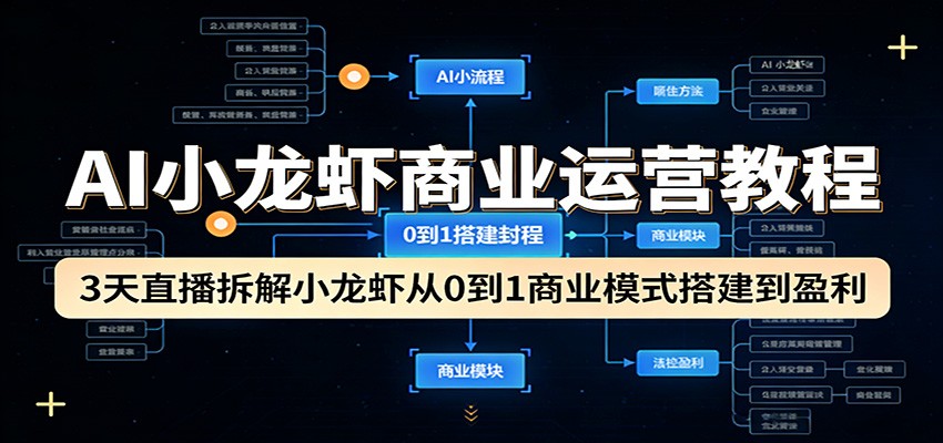 AI小龙虾商业运营教程：3天直播拆解小龙虾从0到1商业模式搭建到盈利插图