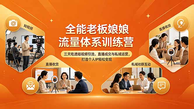（18187期）全能老板娘流量体系训练营，三天吃透短视频引流、直播成交与私域运营，打造个人IP轻松变现插图