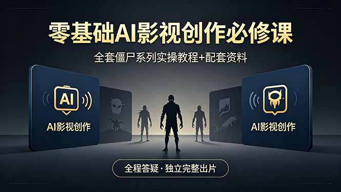 （18185期）零基础AI影视创作必修课，全套僵尸系列实操教程加配套资料，全程答疑带你独立完整出片插图