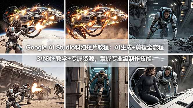 （18173期）Google AI Studio科幻短片教程：AI生成+剪辑全流程，3小时+教学+专属资源，掌握专业级制作技能插图