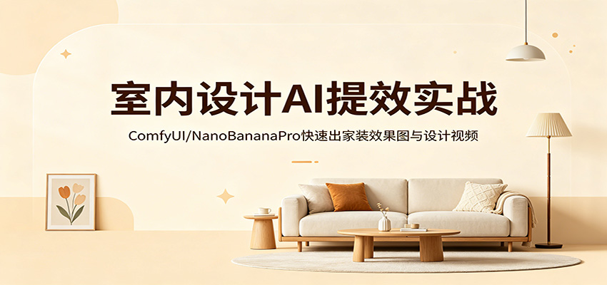 室内设计AI提效实战：ComfyUI/NanoBananaPro快速出家装效果图与设计视频插图