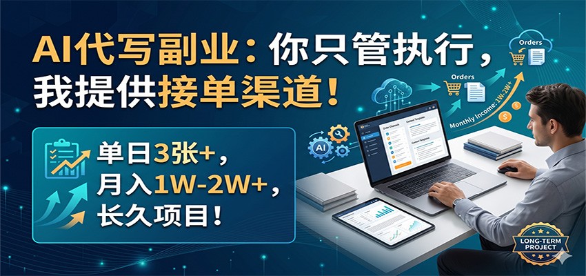 AI代写副业：你只管执行，我提供接单渠道！单日3张+，月入1W-2W+，长久项目插图