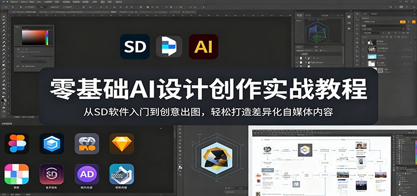 零基础AI设计创作实战教程：从SD软件入门到创意出图，轻松打造差异化自媒体内容插图