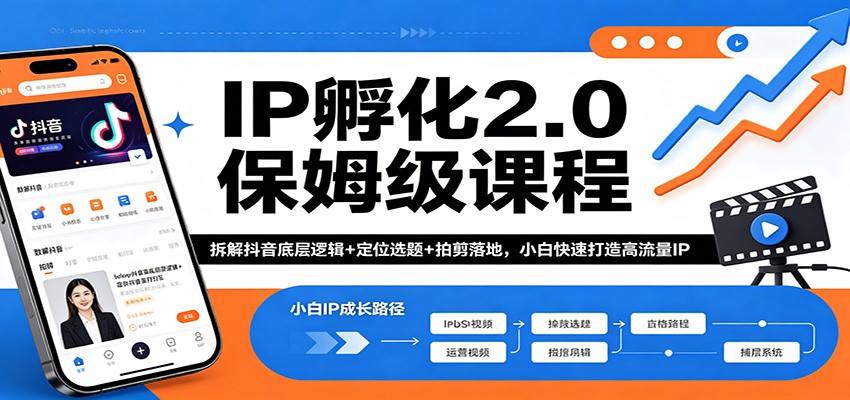 IP孵化2.0保姆级课程：拆解抖音底层逻辑+定位选题+拍剪落地，小白快速打造高流量IP插图
