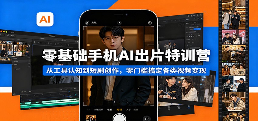 零基础手机AI出片特训营：从工具认知到短剧创作，零门槛搞定各类视频变现插图