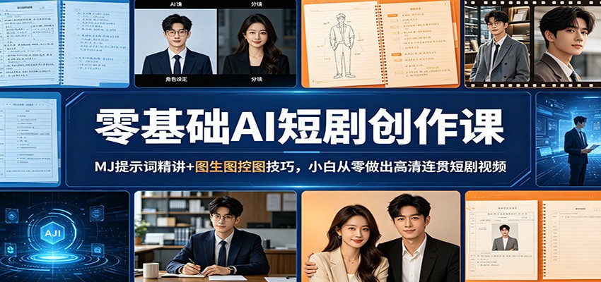 零基础AI短剧创作课：MJ提示词精讲+图生图控图技巧，小白从零做出高清连贯短剧视频插图