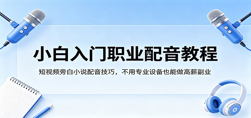 小白入门职业配音教程，短视频旁白小说配音技巧，不用专业设备也能做高薪副业插图