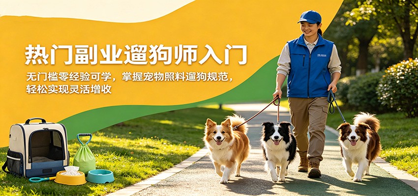 热门副业遛狗师入门，无门槛零经验可学，掌握宠物照料遛狗规范，轻松实现灵活增收插图