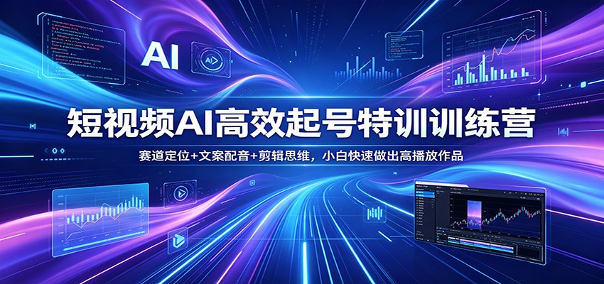 短视频AI高效起号特训训练营：赛道定位+文案配音+剪辑思维，小白快速做出高播放作品插图