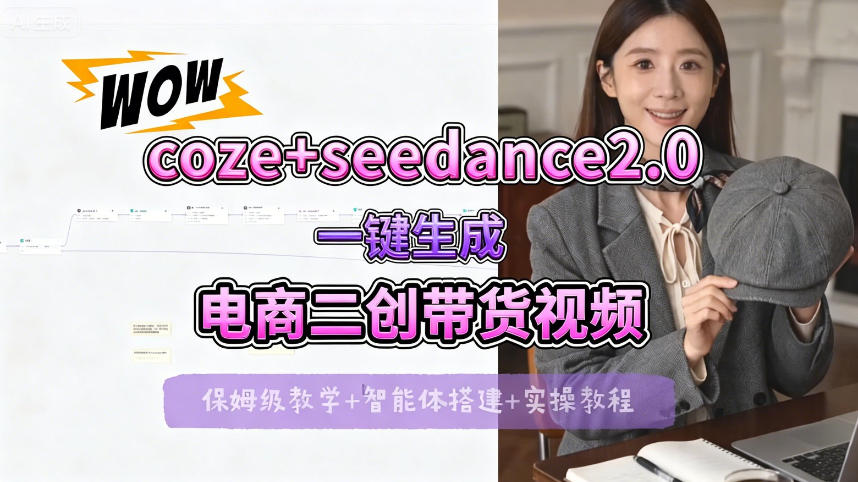 【Coze工作流搭建实操教程】seedance2.0+coze一键生成电商二创带货视频，全流程保姆级教学插图