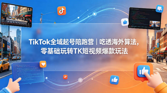 TikTok全域起号陪跑营｜吃透海外算法，零基础玩转TK短视频爆款玩法插图