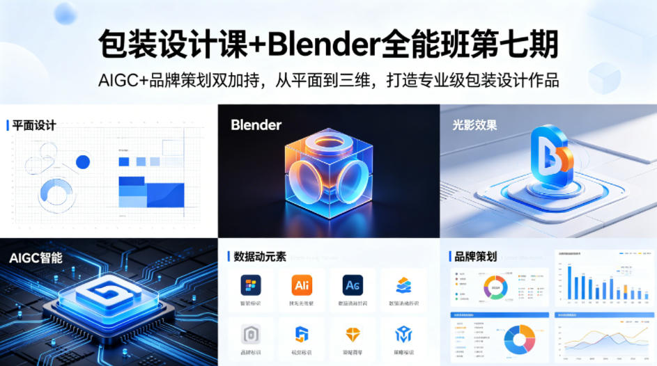 包装设计课+Blender全能班第七期，AIGC+品牌策划双加持，从平面到三维，打造专业级包装设计作品插图