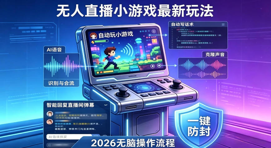2026年AI无人直播小游戏全流程，不违规不封号，开启创业副业增收之路，小白月入1w+插图