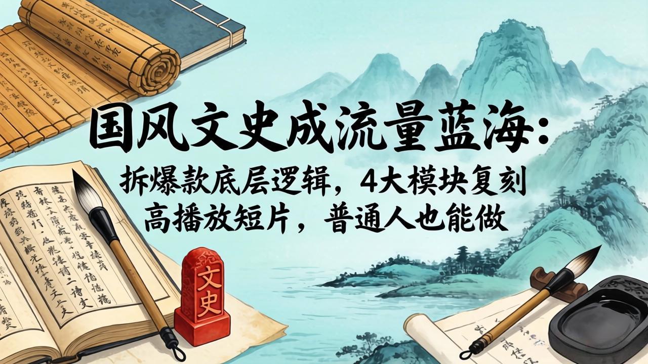 （18227期）国风文史成流量蓝海：拆爆款底层逻辑，4大模块复刻高播放短片，普通人也能做插图