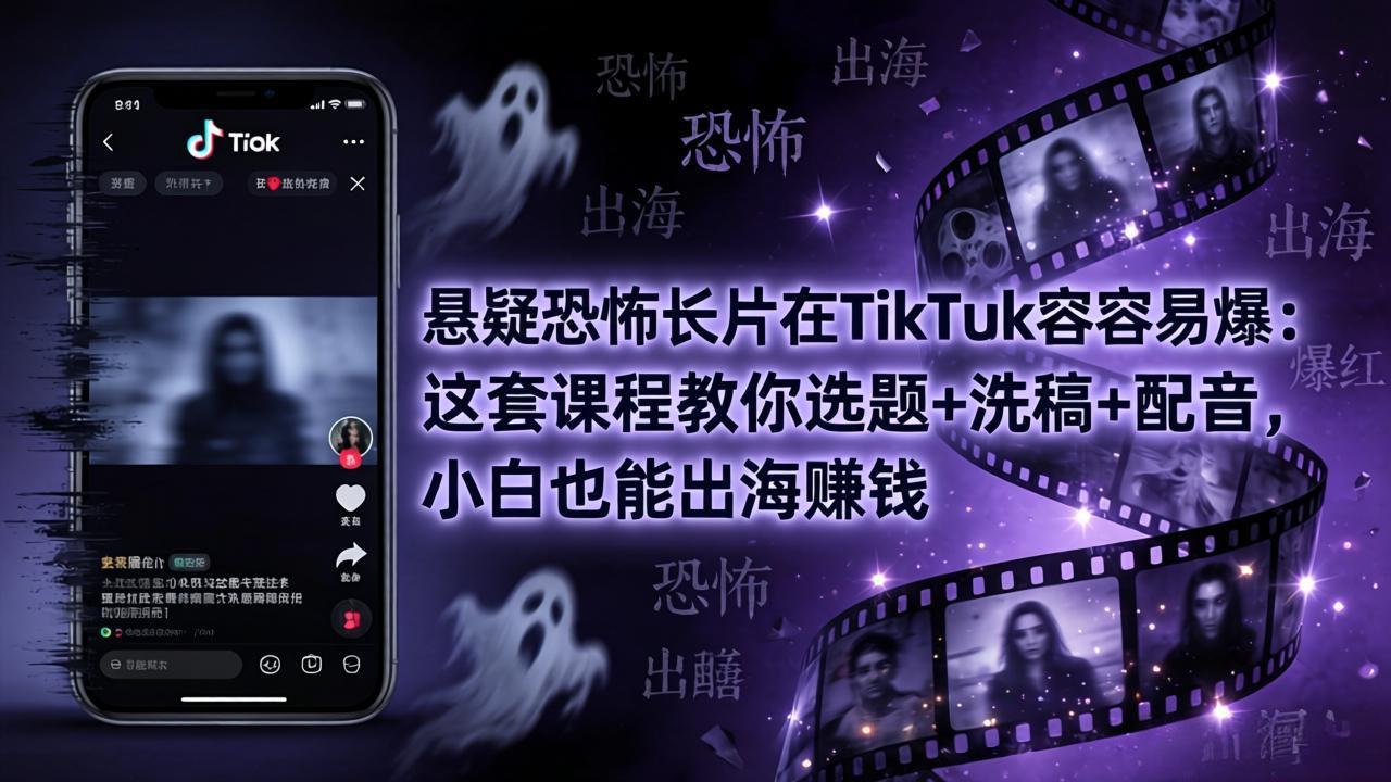 （18220期）悬疑恐怖长片在TikTok最容易爆：这套课程教你选题+洗稿+配音，小白也能出海赚钱插图
