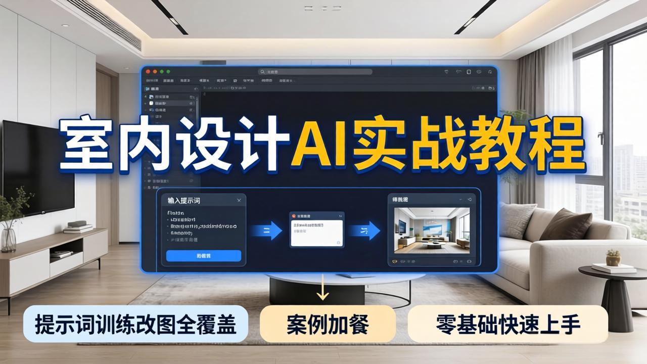 （18216期）2026室内设计AI实战教程，提示词训练改图全覆盖，搭配案例加餐，零基础也能快速上手插图