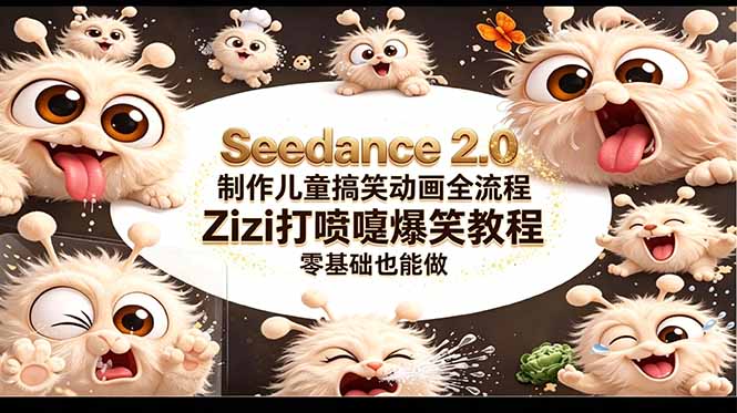 （18211期）Seedance 2.0 制作儿童搞笑动画全流程Zizi打喷嚏爆笑教程｜零基础也能做插图