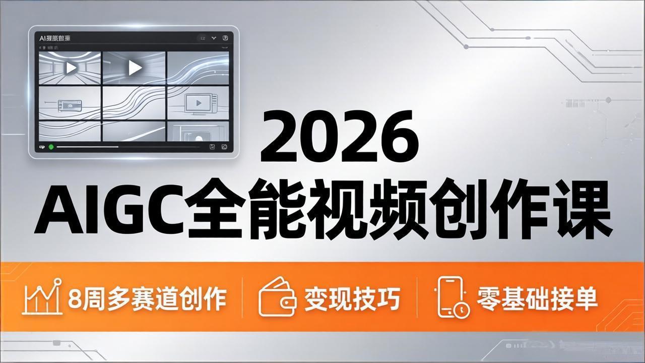 （18215期）2026AIGC全能视频创作课，8周吃透多赛道创作+变现，零基础也能高效出片接单插图