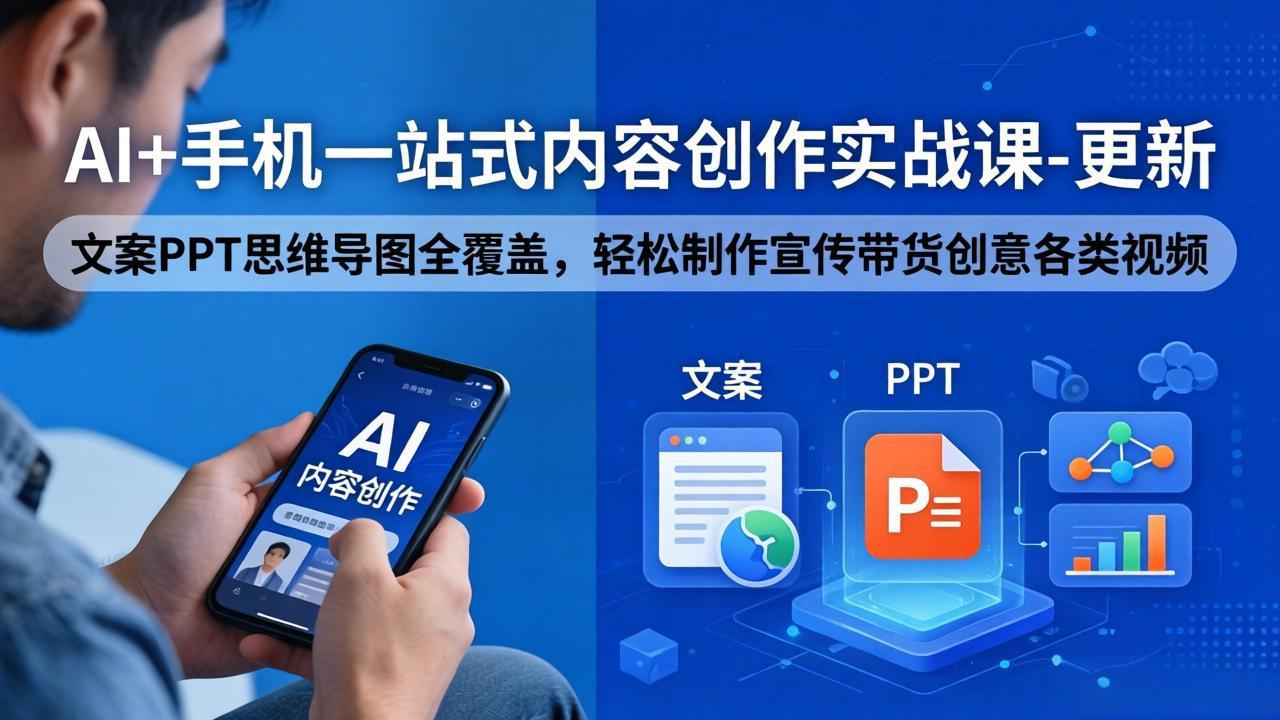 （18204期）AI+手机一站式内容创作实战课-更新，文案PPT思维导图全覆盖，轻松制作宣传带货创意各类视频插图