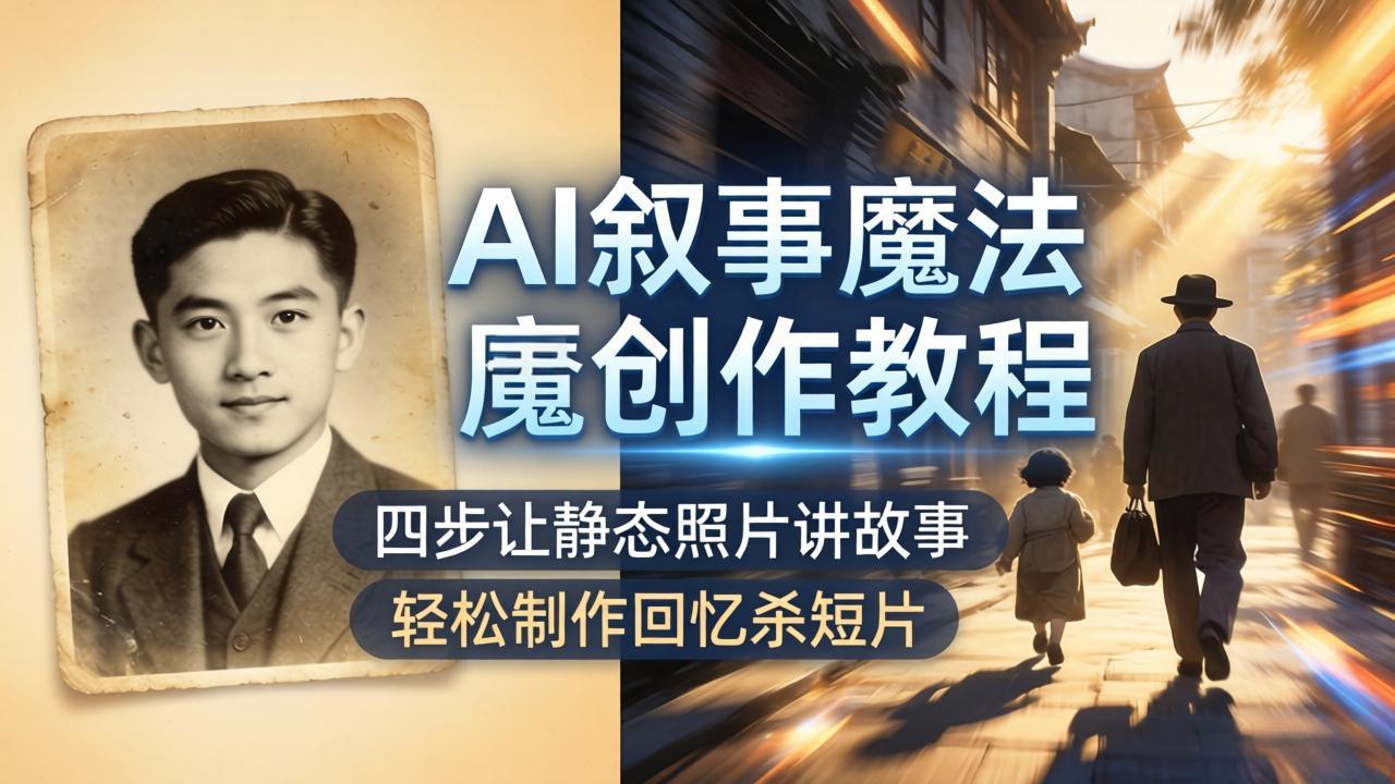 (18208期)AI叙事魔法创作教程,四步让静态照片讲故事,老照片修复加动态特效,轻松制作回忆杀短片插图 (18208期)AI叙事魔法创作教程,四步让静态照片讲故事,老照片修复加动态特效,轻松制作回忆杀短片插图