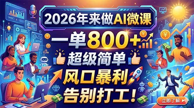 （18195期）2026年来做AI微课，一单800+，超级简单，风口暴利，告别打工！插图