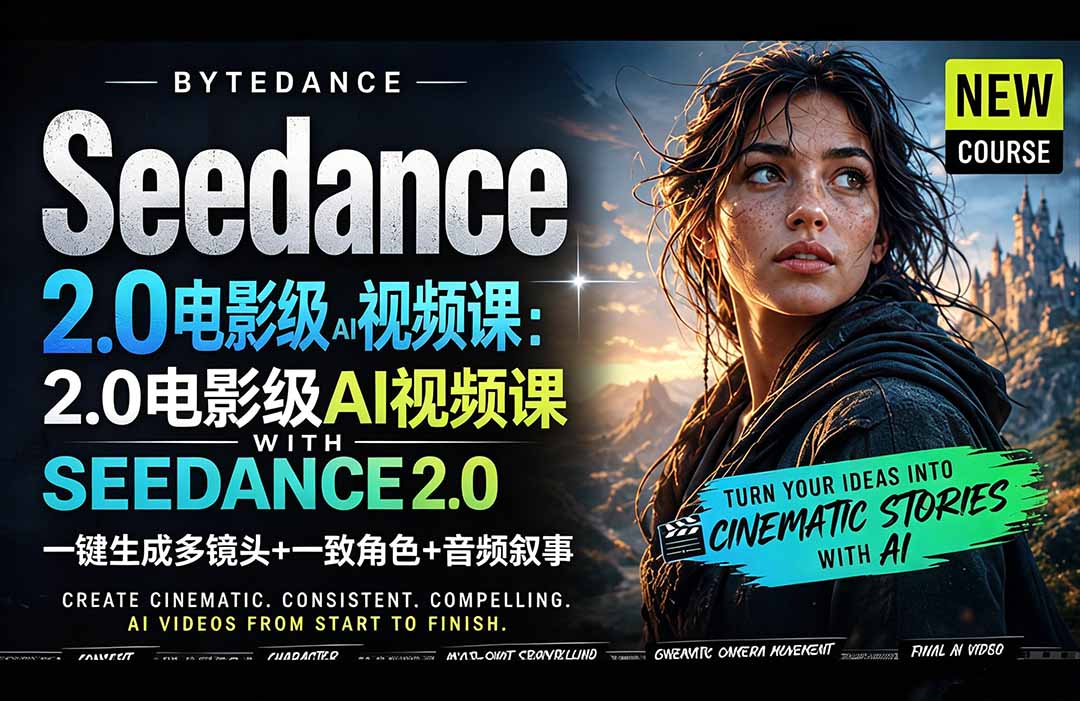 （18415期）Seedance 2.0电影级AI视频课：一键生成多镜头+一致角色+音频叙事插图
