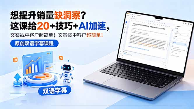 （18408期）想提升销量缺洞察？这课给 20 + 技巧 + AI 加速，文案戳中客户超简单！【原创双语字幕】插图