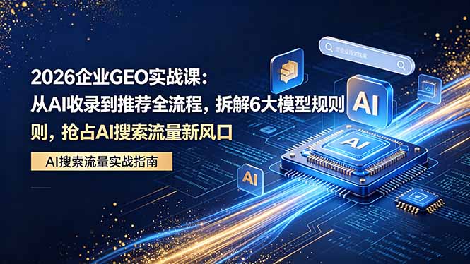 （18368期）2026 企业GEO实战课：从AI收录到推荐全流程，拆解6大模型规则，抢占 AI 搜索流量新风口插图
