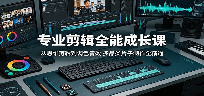 专业剪辑全能成长课：从思维剪辑到调色音效，多品类片子制作全精通插图