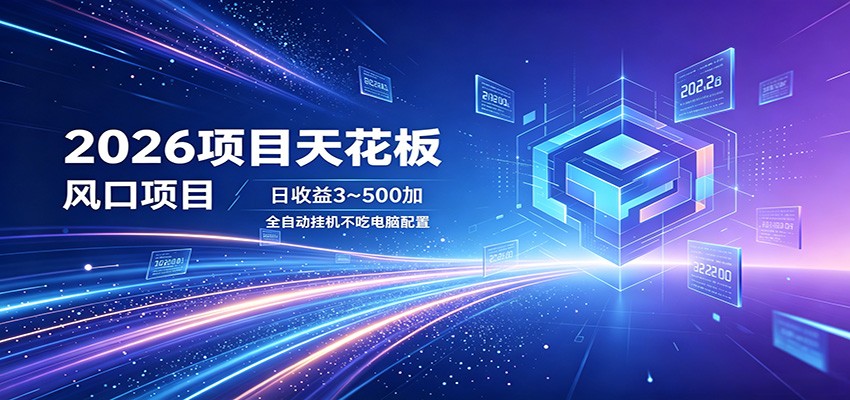 2026项目天花板，风口项目，日收益3~500+全自动挂机，不吃配置插图