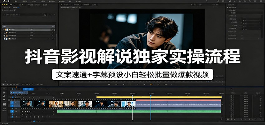 抖音影视解说独家实操流程，文案速通+字幕预设小白轻松批量做爆款视频插图