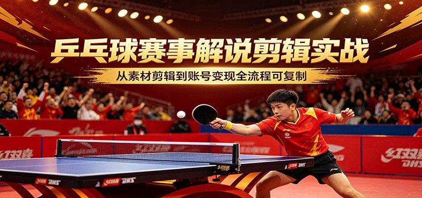 乒乓球赛事解说剪辑实战，从素材剪辑到账号变现全流程可复制插图
