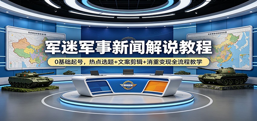 军迷军事新闻解说教程：0基础起号，热点选题+文案剪辑+消重变现全流程教学插图