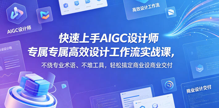 快速上手AIGC设计师专属高效设计工作流实战课，不绕专业术语、不堆工具，轻松搞定商业设计交付插图
