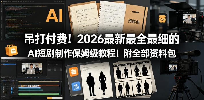 吊打付费！2026最新最全最细的AI短剧制作保姆级教程！附全部资料包插图