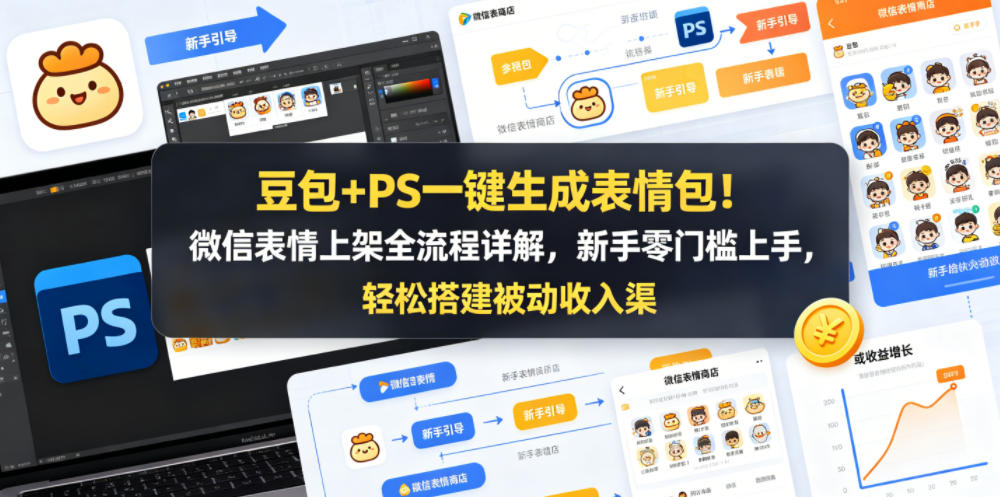 豆包+PS一键生成表情包！微信表情上架全流程详解，新手零门槛上手，轻松搭建被动收入渠道插图