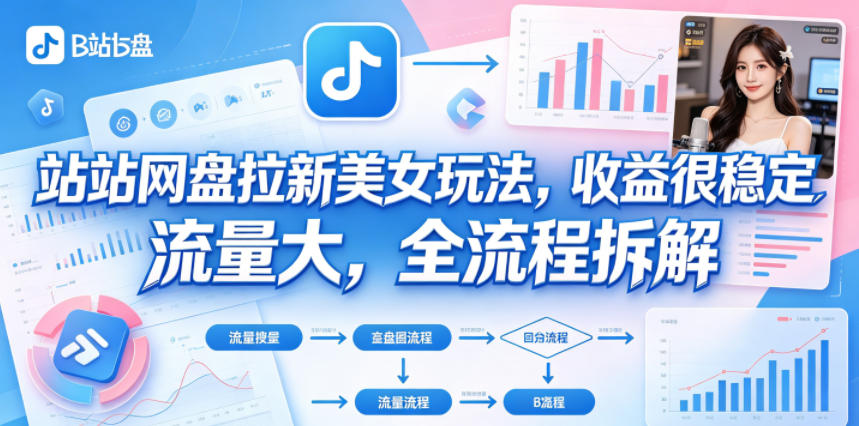 B站网盘拉新美女玩法，收益很稳定，流量大，全流程拆解插图
