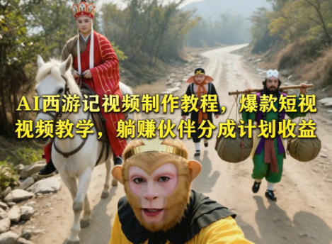 AI西游记视频制作教程，爆款短视频教学，躺賺伙伴分成计划收益插图