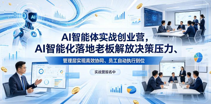 AI智能体实战创业营26年4月23-25号线下课，AI智能化落地老板解放决策压力、管理层实现高效协同、员工自动执行到位插图