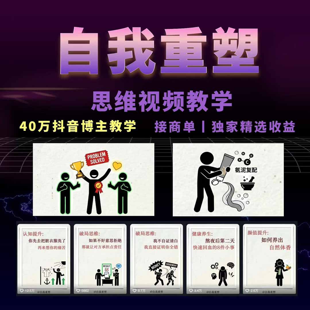 （18403期）40w博主自我重塑AI思维动画教程，视频剪辑+抠图+音频+封面制作，接商单+独家精选收益插图1
