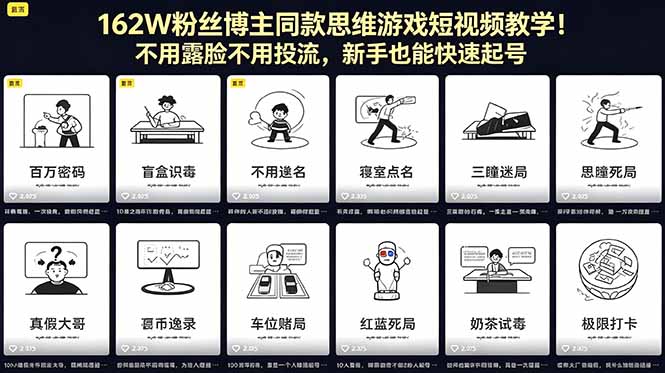 (18485期)162W粉丝博主同款思维游戏短视频教学!不用露脸不用投流,新手也能快速起号插图 (18485期)162W粉丝博主同款思维游戏短视频教学!不用露脸不用投流,新手也能快速起号插图