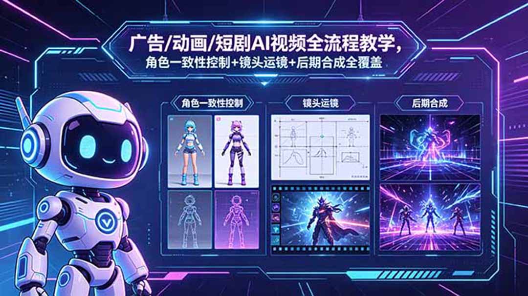 (18453期)广告/动画/短剧AI视频全流程教学,角色一致性控制+镜头运镜+后期合成全覆盖插图 (18453期)广告/动画/短剧AI视频全流程教学,角色一致性控制+镜头运镜+后期合成全覆盖插图